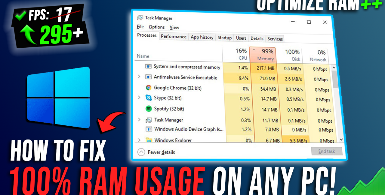 FIX 100% RAM USAGE on WINDOWS – Optimize RAM with BEST SETTINGS✅