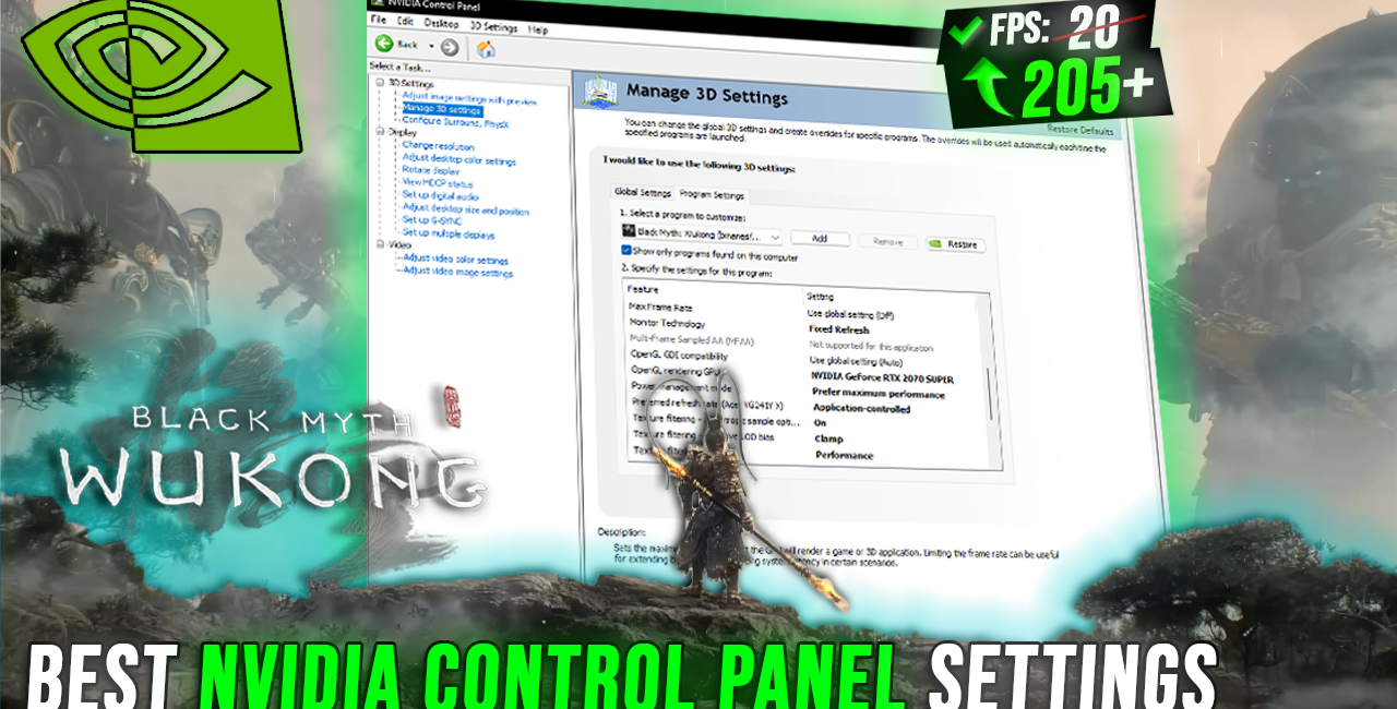 Black Myth: Wukong – Best NVIDIA CONTROL PANEL Settings for MAX FPS & Visibility 📈| Optimize GPU ✅